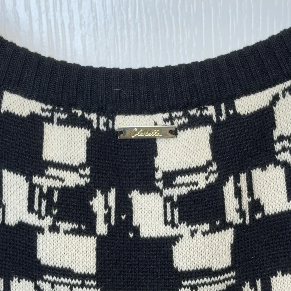 NEW Cleobella Payton Midi Dress Biarritz Black/Ivory Check Knit Sleeveless Small